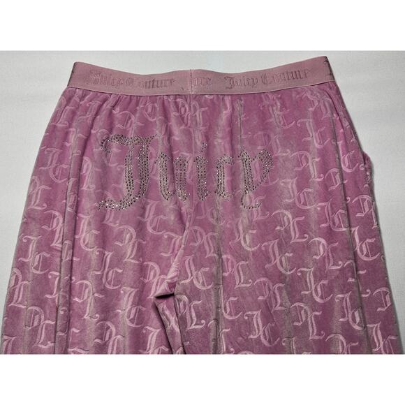 Juicy Couture Women's Pink Velour Rhinestone Emblem Jogger Sweatpants - Size S - Picture 4 of 6